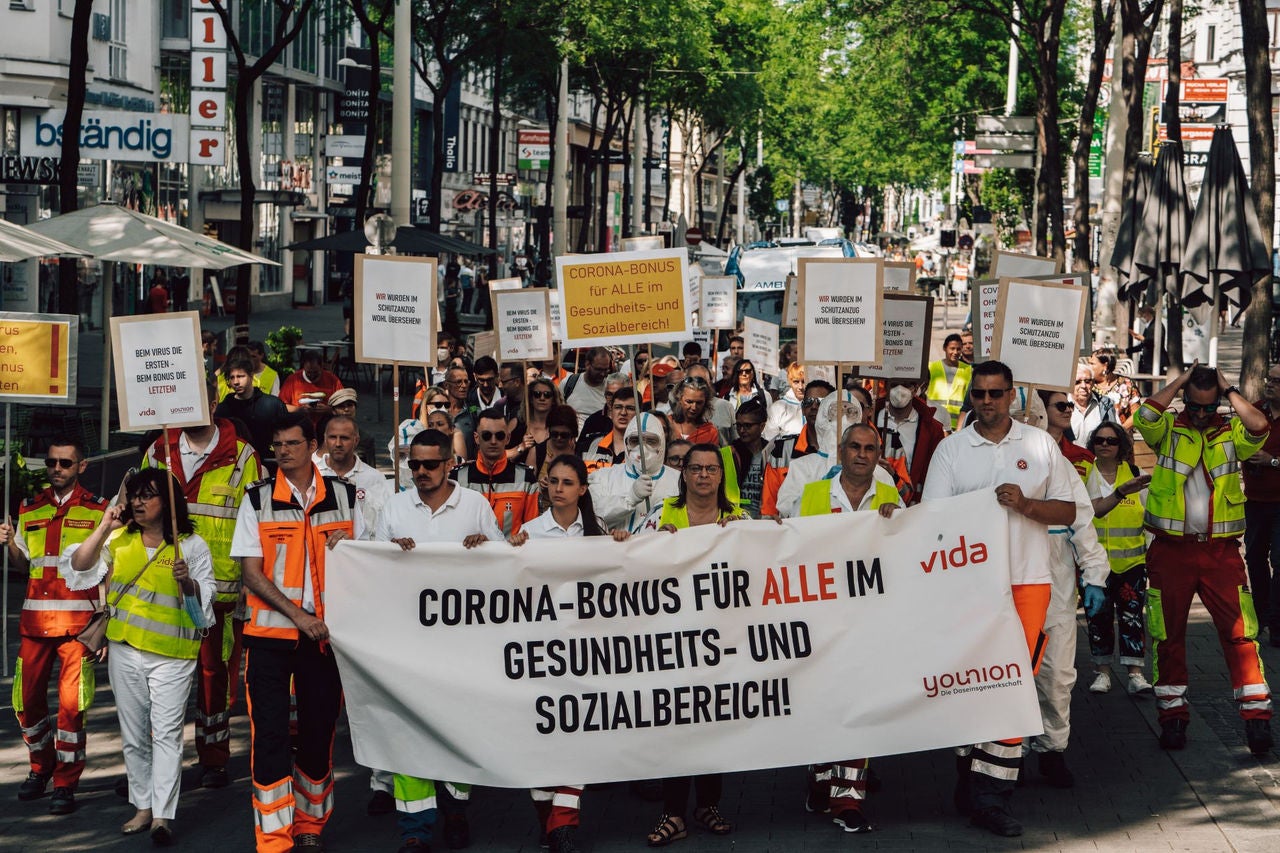 Demonstration für "Corona-Bonus für alle Zurückgelassenen" 
