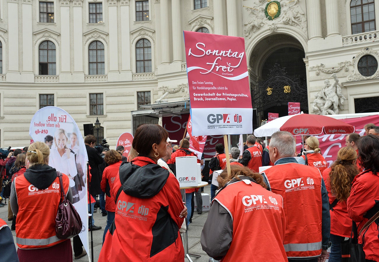 Demonstration der Handelsangestellten gegen die Sonntagsöffnung 2014.