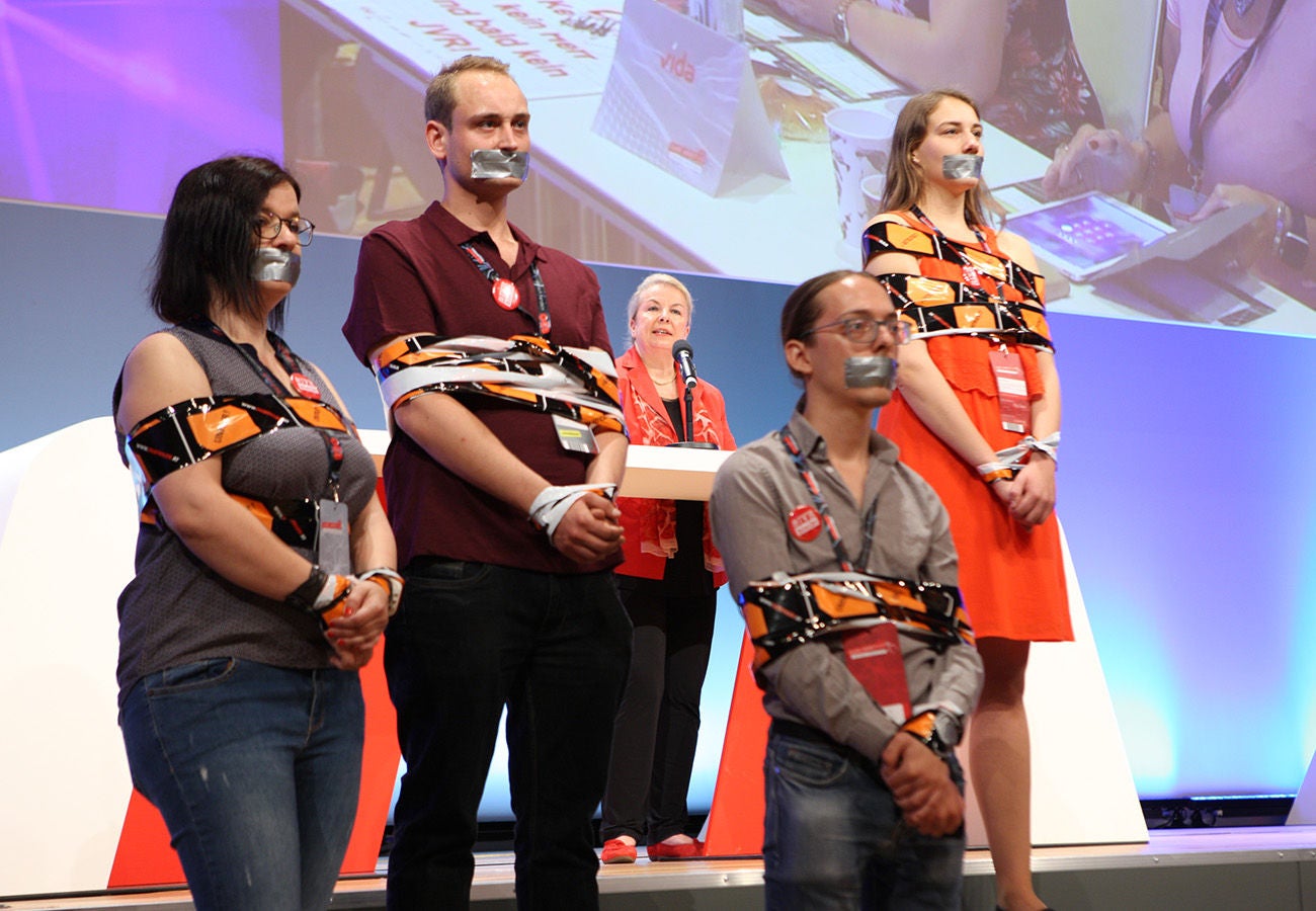 Protest am ÖGB-Kongress