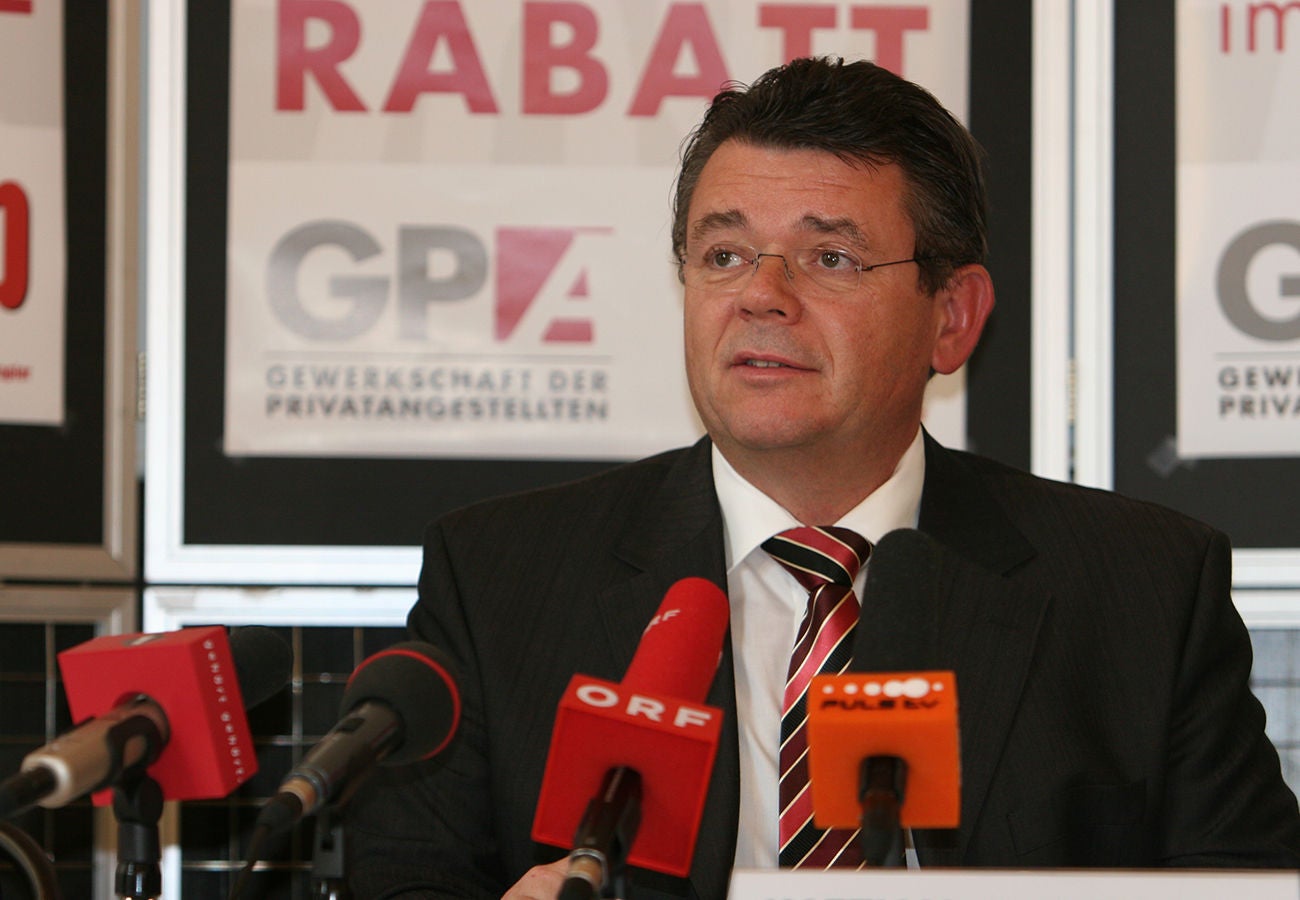 Pressekonferenz mit Wolfgang Katzian bei der Fusion zur GPA-djp 2006
