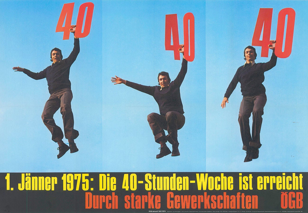 1975 endlich erreicht: die Arbeitszeitverkürzung auf 40 Wochenstunden bei vollem Lohnausgleich.